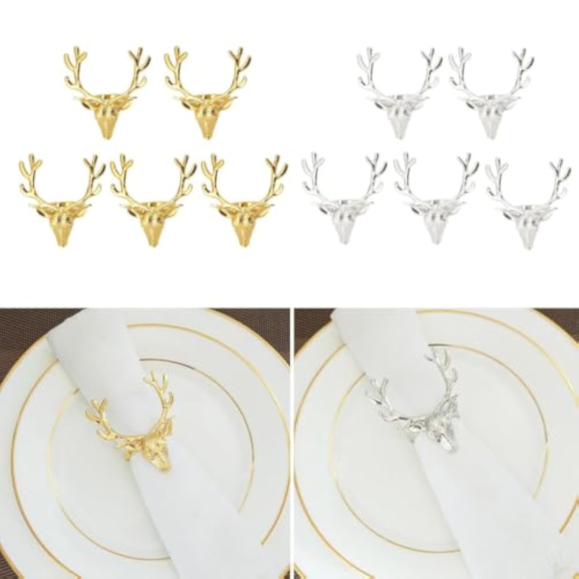 10 Christmas Reindeer Design Napkin Rings for Holiday